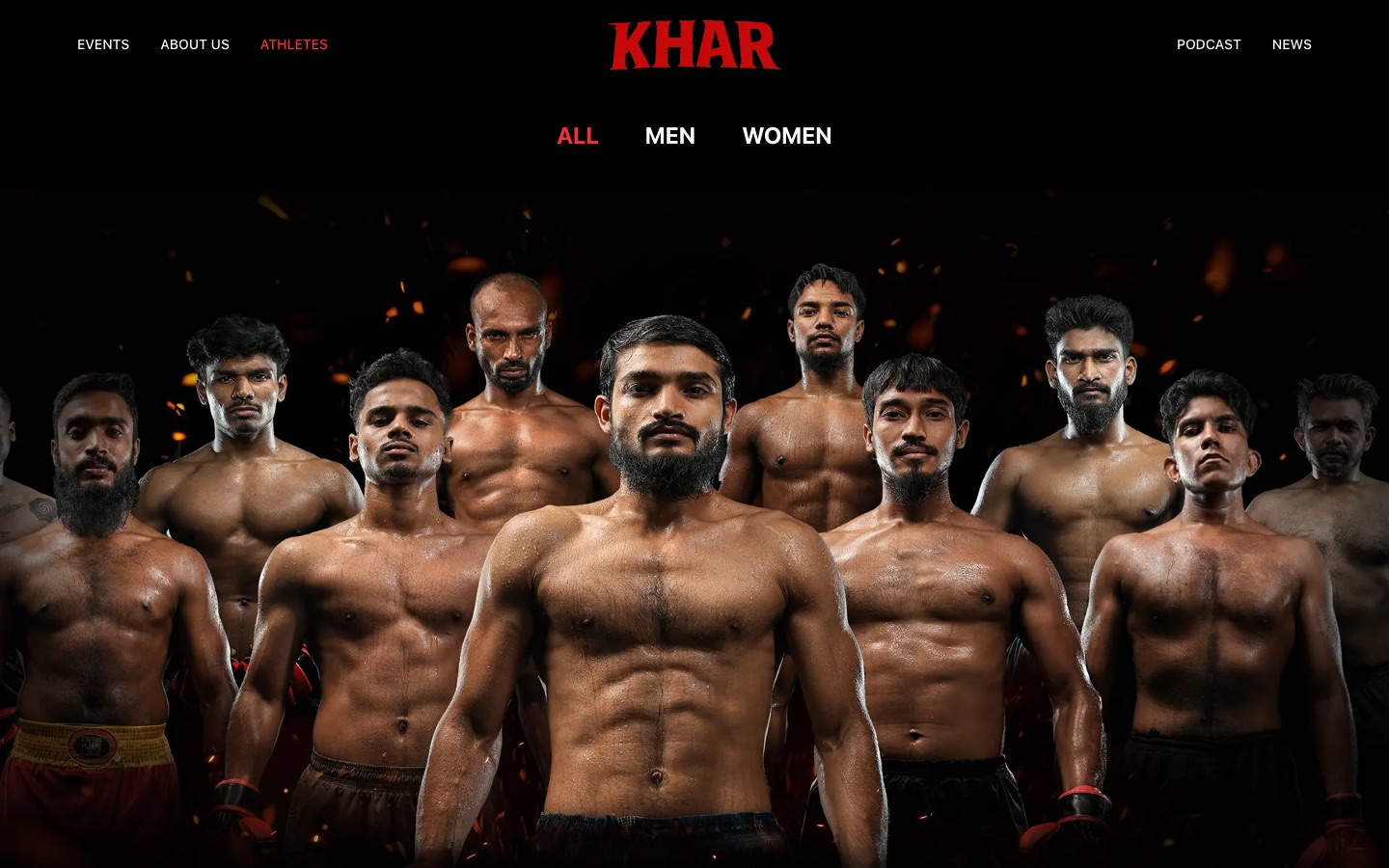 The athlete roster gives every fighter a profile.