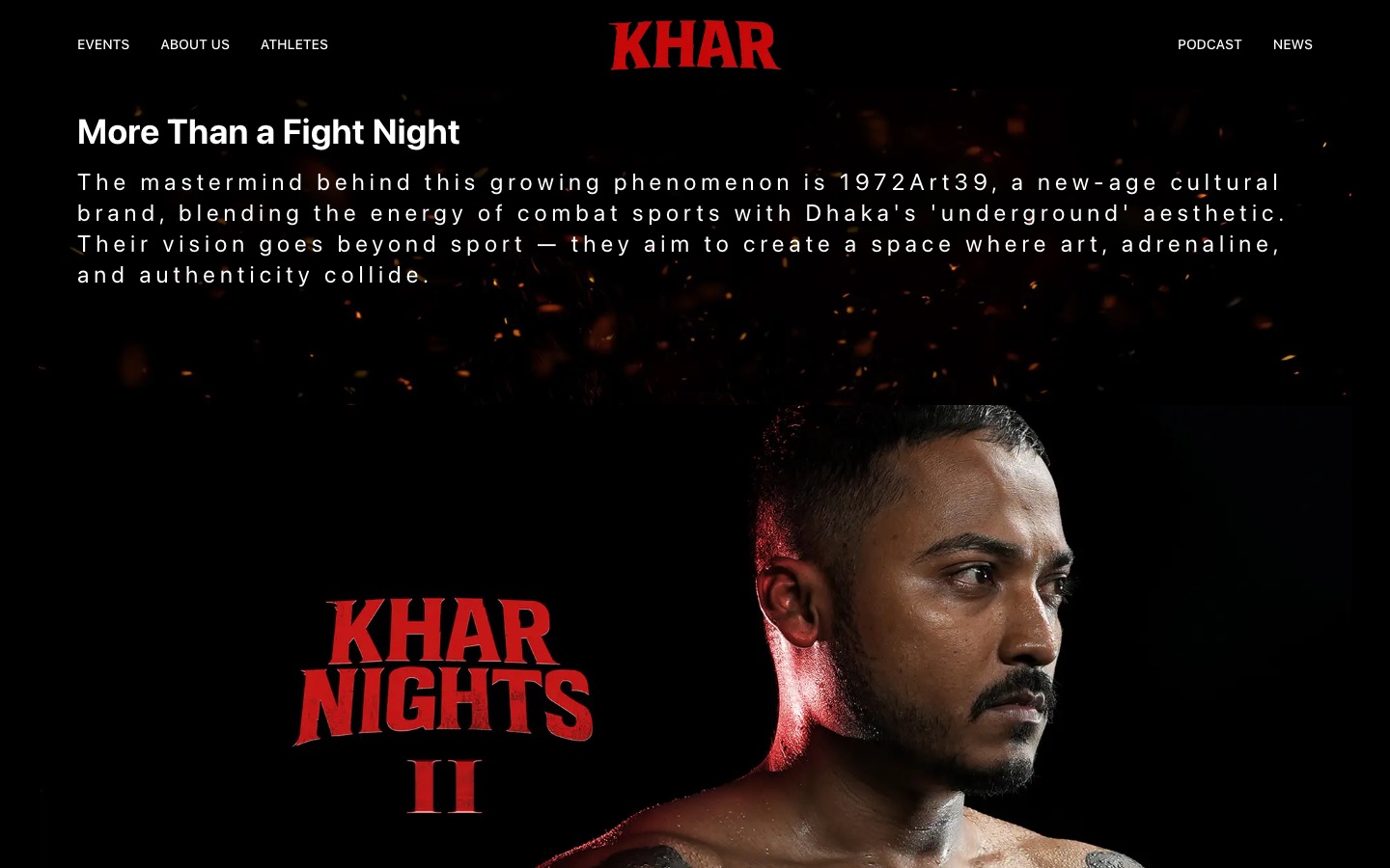 “More Than a Fight Night” — the brand story, told over Khar Nights fight imagery.